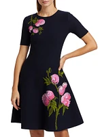 English Rose Jacquard Fit & Flare Minidress