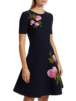 English Rose Jacquard Fit & Flare Minidress