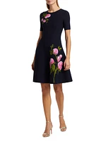 English Rose Jacquard Fit & Flare Minidress