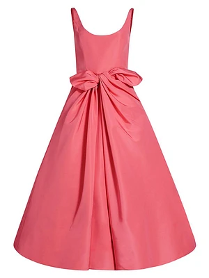 Bow-Detail Faille Cocktail Midi-Dress