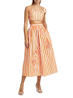 Striped Appliqué Cotton Crop Top