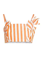 Striped Appliqué Cotton Crop Top