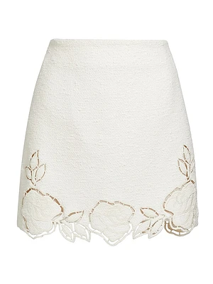 Tweed Floral Cut-Out Miniskirt