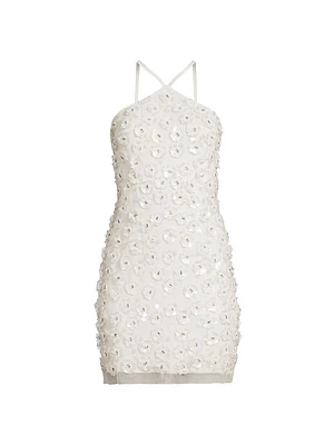 Maeve Floral Beaded Halter Minidress