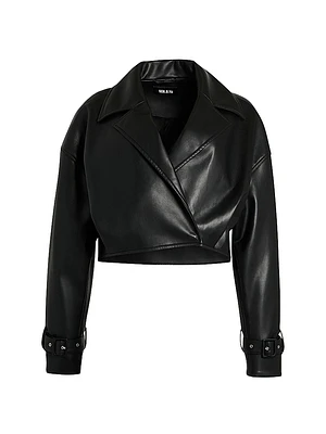 Koda Leather Cropped Trench Jacket