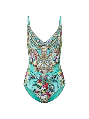 Floral Underwire V-Neck Swimsuit