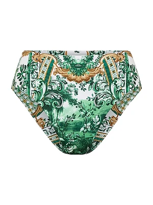 Printed Mid-Rise Bikini Bottoms
