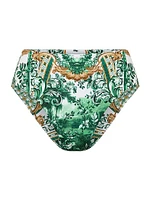 Printed Mid-Rise Bikini Bottoms