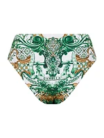 Printed Mid-Rise Bikini Bottoms