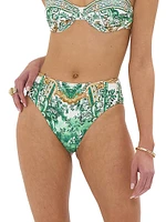 Printed Mid-Rise Bikini Bottoms