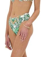 Printed Mid-Rise Bikini Bottoms