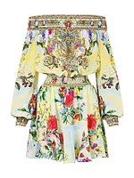 Flor Fantástica Silk Off-the-Shoulder Minidress