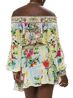 Flor Fantástica Silk Off-the-Shoulder Minidress