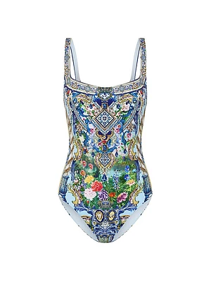 Squareneck Underwire One-Piece Swimsuit