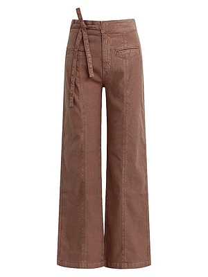 Tie-Waist Pintucked Trouser Pants