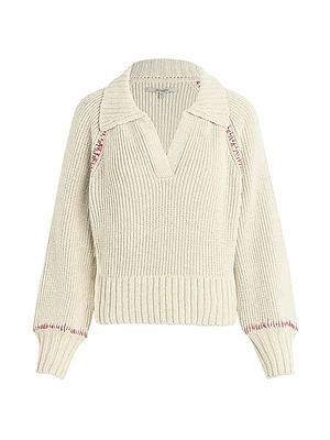 Cotton-Blend V-Neck Sweater