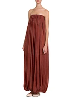 Pleated Organza Maxi Dress