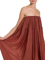 Pleated Organza Maxi Dress
