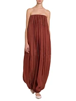 Pleated Organza Maxi Dress