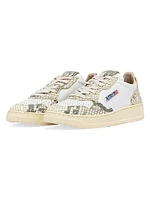 Medalist Snake-Embossed Leather Sneakers