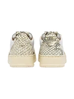 Medalist Snake-Embossed Leather Sneakers