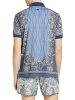 Mixed-Print Cotton Pique Polo Shirt