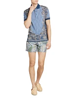 Mixed-Print Cotton Pique Polo Shirt