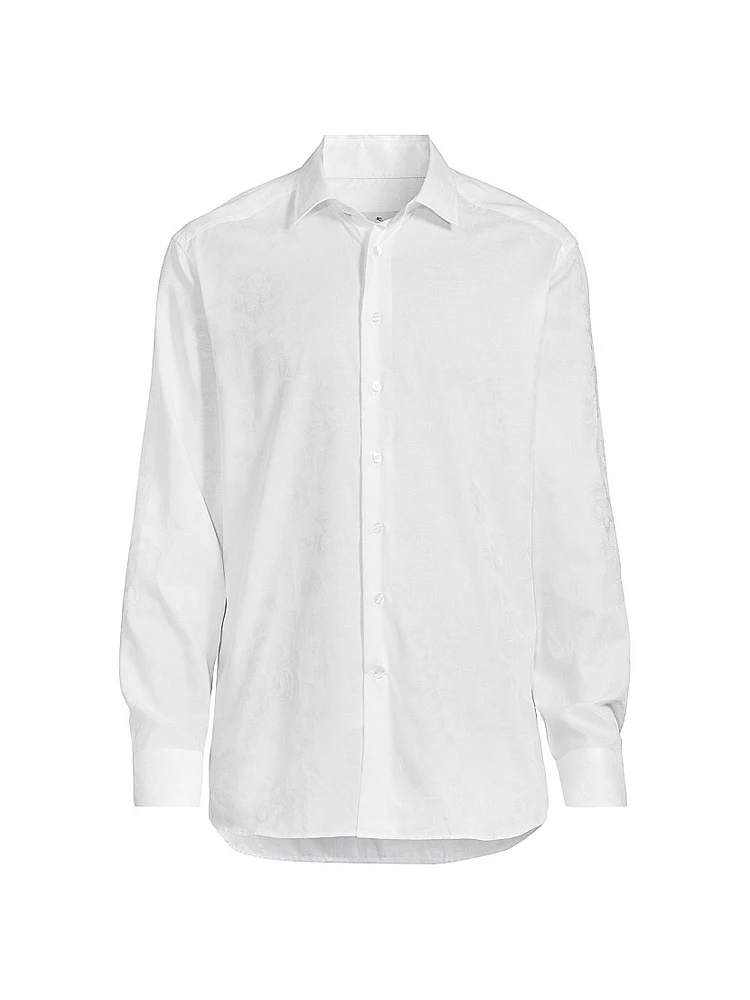 Solid Textured Jacquard Cotton Shirt