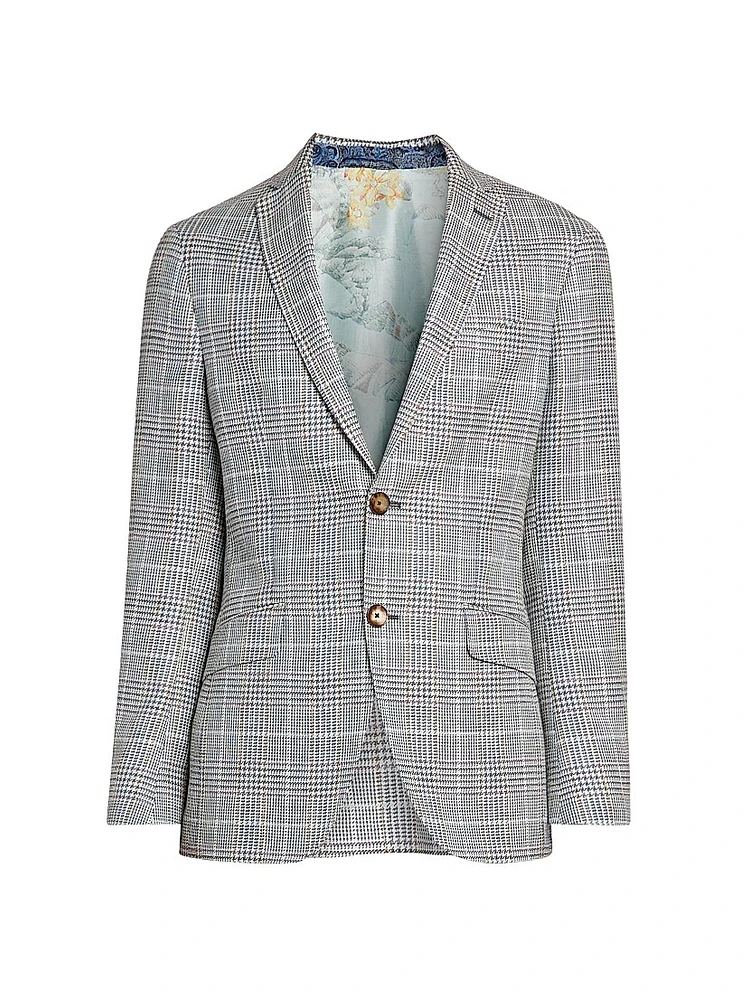 Cotton-Blend Glen Plaid Blazer