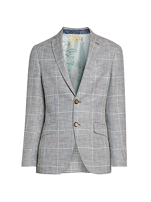 Cotton-Blend Glen Plaid Blazer