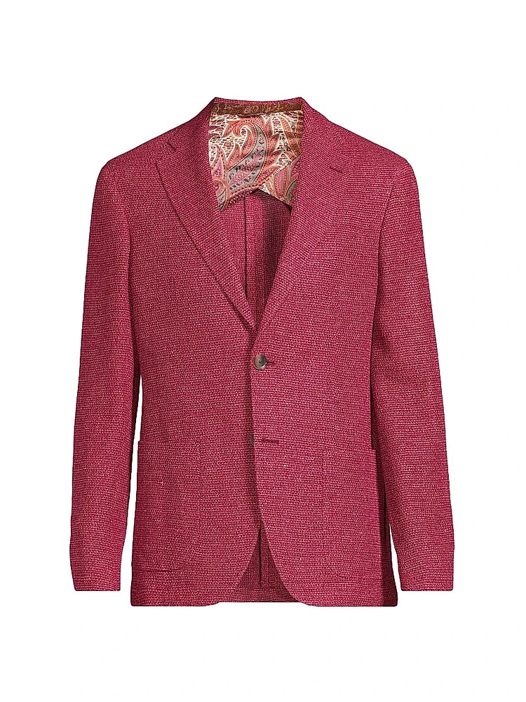 Solid Textured Silk-Linen Sportcoat