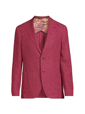 Solid Textured Silk-Linen Sportcoat