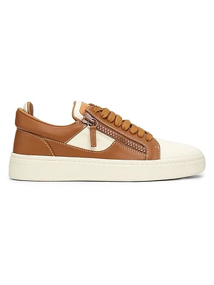Leather & Canvas Low-Top Sneakers