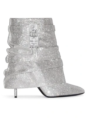 Shark Lock Stiletto Ankle Boots Satin