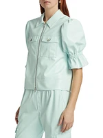 Holly Vegan Leather Puff Sleeve Jacket