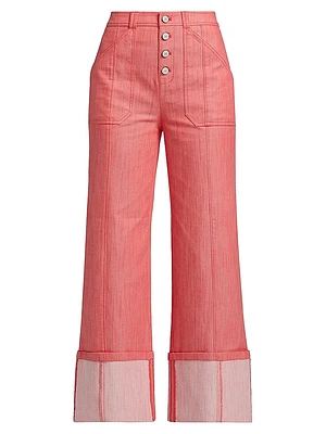 Benji High-Rise Cuffed Wide-Leg Jeans
