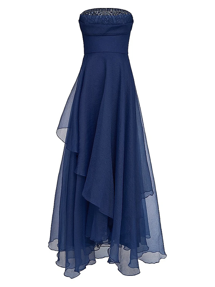 Aubrey Beaded Organza Strapless Gown