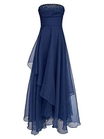 Aubrey Beaded Organza Strapless Gown