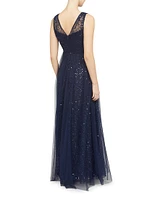 Kiana Beaded V-Neck A-Line Gown