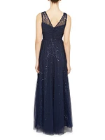 Kiana Beaded V-Neck A-Line Gown