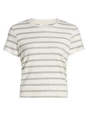 Kyle Striped Cotton-Blend Cropped T-Shirt