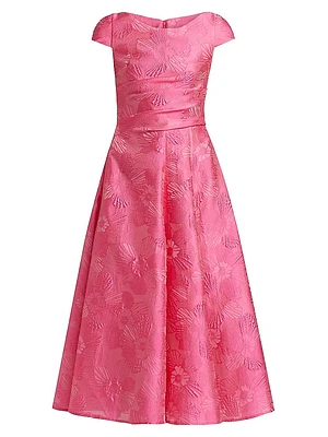 Floral Jacquard Midi-Dress