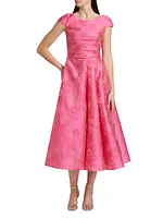 Floral Jacquard Midi-Dress