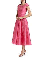 Floral Jacquard Midi-Dress