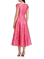 Floral Jacquard Midi-Dress