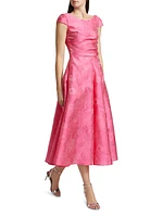 Floral Jacquard Midi-Dress
