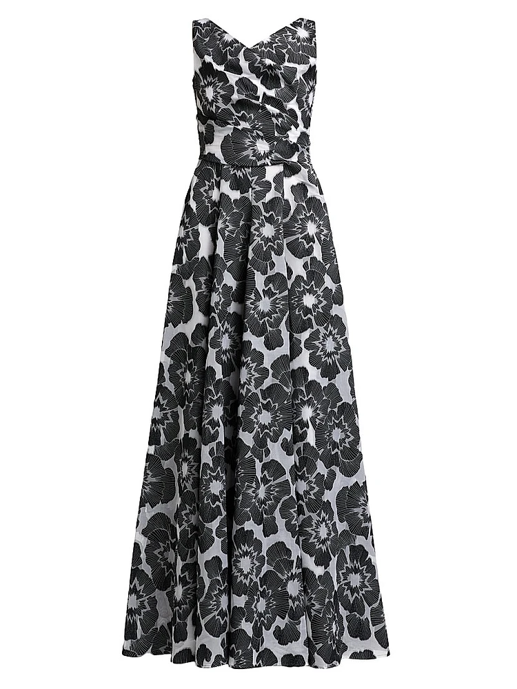 Graphic Floral Fit & Flare Gown