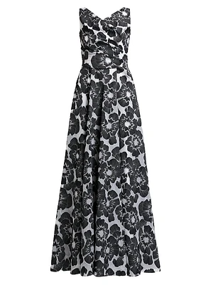Graphic Floral Fit & Flare Gown