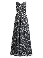 Graphic Floral Fit & Flare Gown