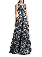Graphic Floral Fit & Flare Gown